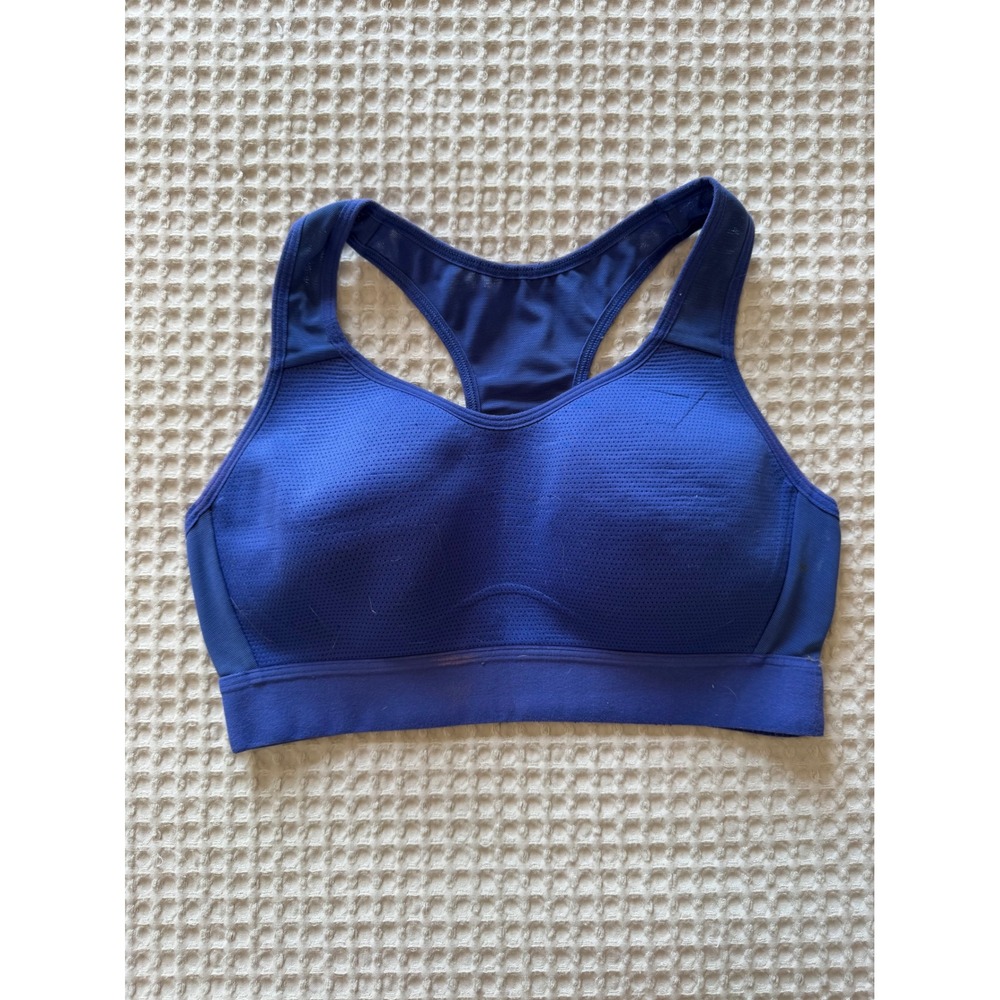 Gymshark Womens Blue Racerback Sports Bra Mesh Panel Athletic Gym Top